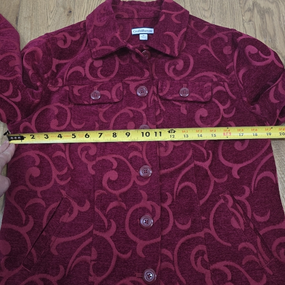 Croft And Barrow Red Patterned Jacket Button Up Medium - Picture 11 of 12